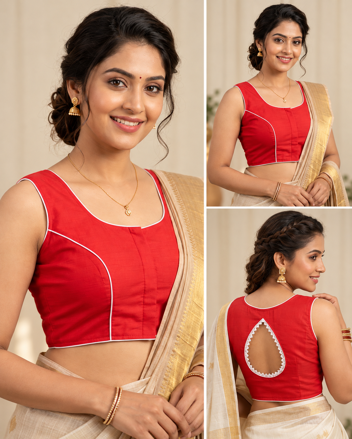 Bridal Crimson & Royal Red Blouses: The Timeless Heritage Look with Fresh Mogra Gajras